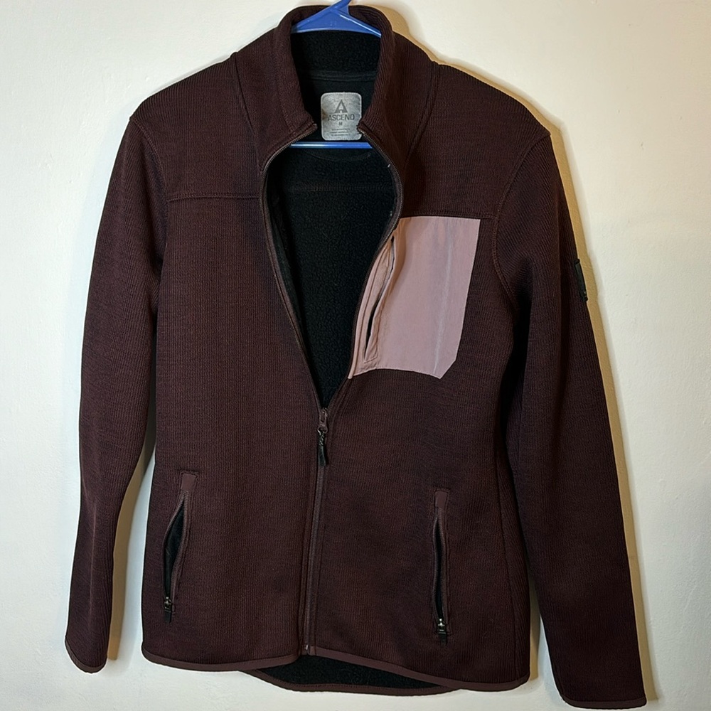 Ascend Outdoor Fitted Full Zip Women Textured Fleece Jacket Pockets Size M Used